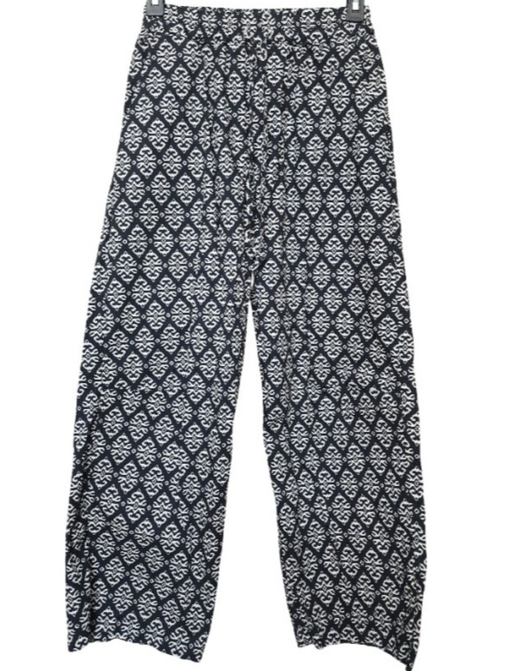 AMICI BY BACI ITALIAN Lagenlook Geometic Cropped Wide Leg 100% Cotton Pants Sz S